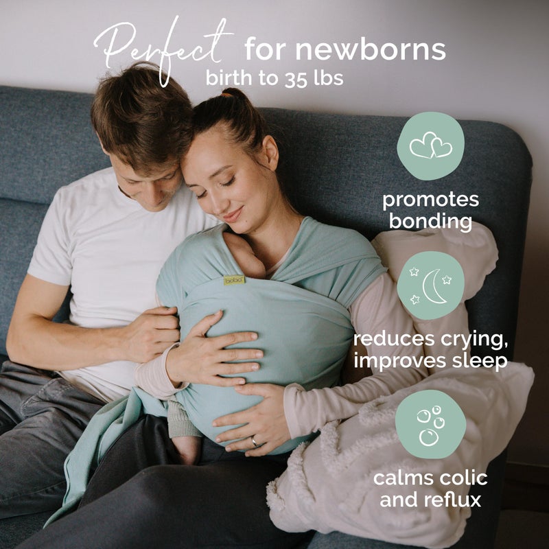 Boba Baby Wrap Carrier - Original Baby Carrier Wrap Sling for Newborns - Baby Wearing Essentials - Newborn Wrap Swaddle Holder, Newborn to Toddler Infant Sling (Serenity Sea Mist) - Image 2